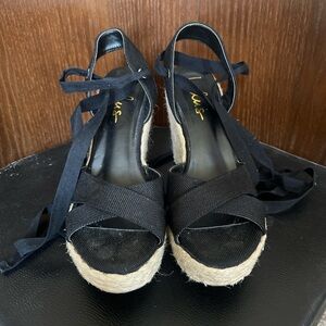 Lulus black strappy wedge sandals. Size 8.
